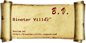 Bineter Villő névjegykártya